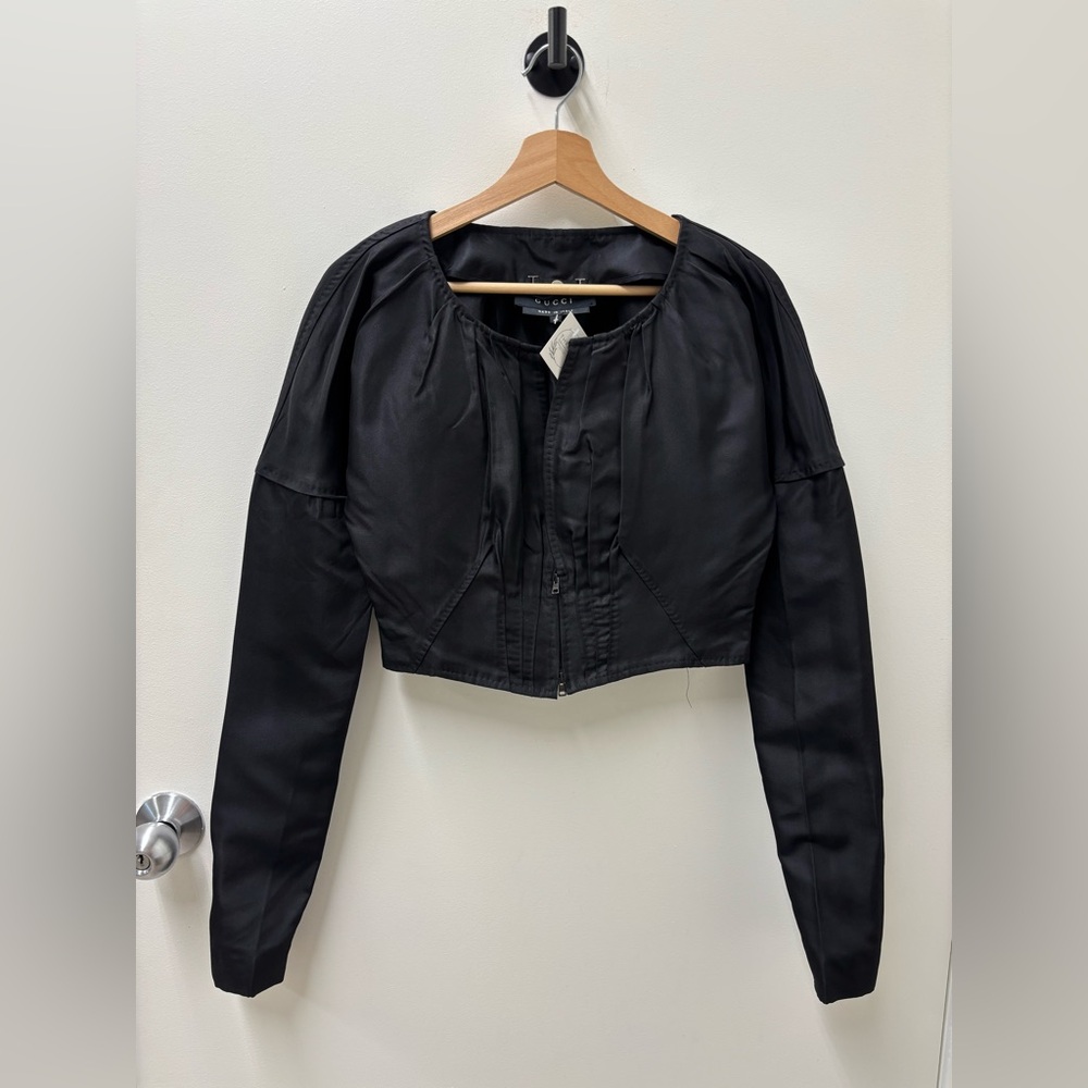 Gucci Black Silk Cropped Jacket